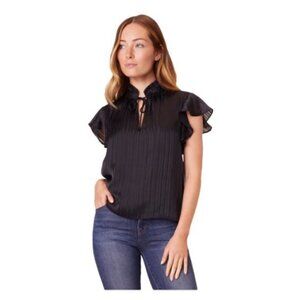 BB Dakota Shadowplay Chiffon Cap Flutter Blouse
